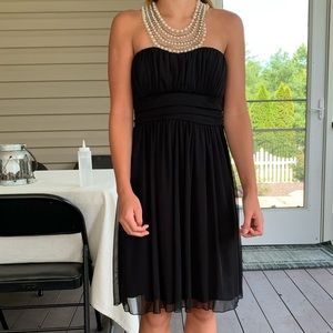Black Dress with Pearl Neckpiece